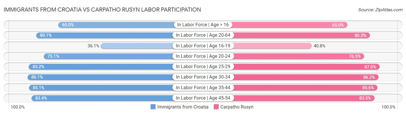 Immigrants from Croatia vs Carpatho Rusyn Labor Participation