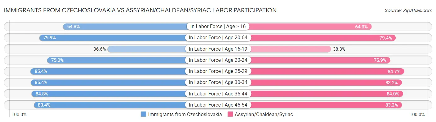 Immigrants from Czechoslovakia vs Assyrian/Chaldean/Syriac Labor Participation