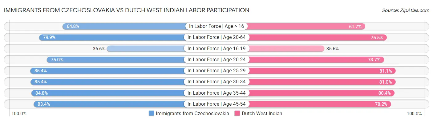 Immigrants from Czechoslovakia vs Dutch West Indian Labor Participation
