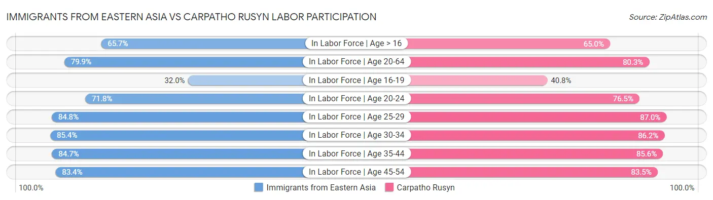 Immigrants from Eastern Asia vs Carpatho Rusyn Labor Participation