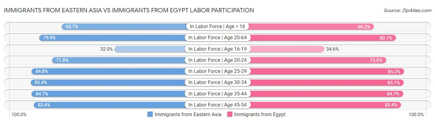 Immigrants from Eastern Asia vs Immigrants from Egypt Labor Participation