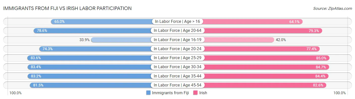 Immigrants from Fiji vs Irish Labor Participation