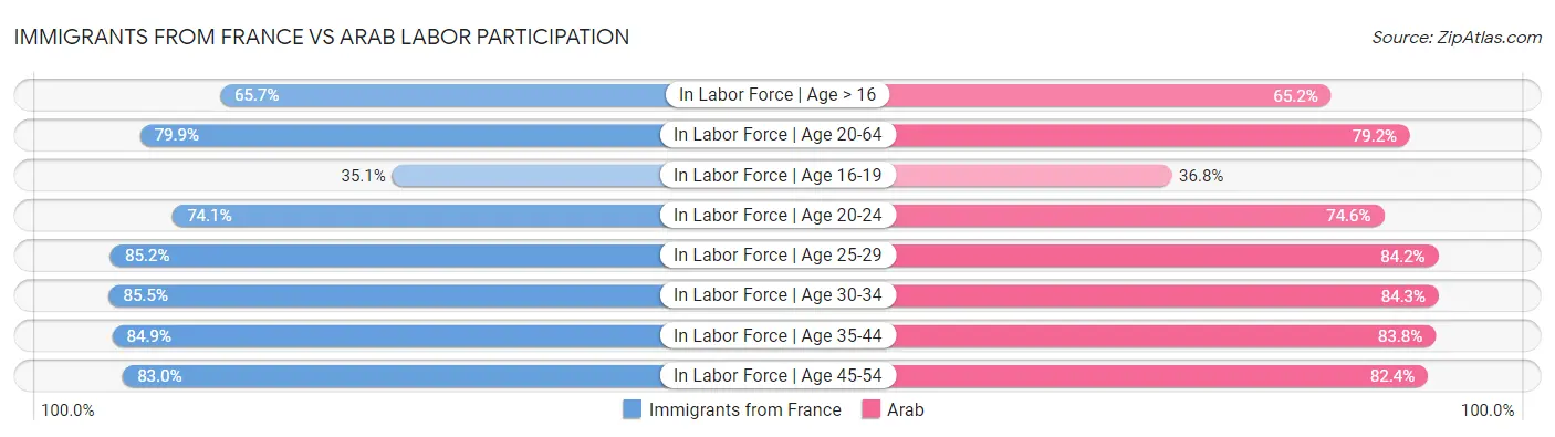 Immigrants from France vs Arab Labor Participation