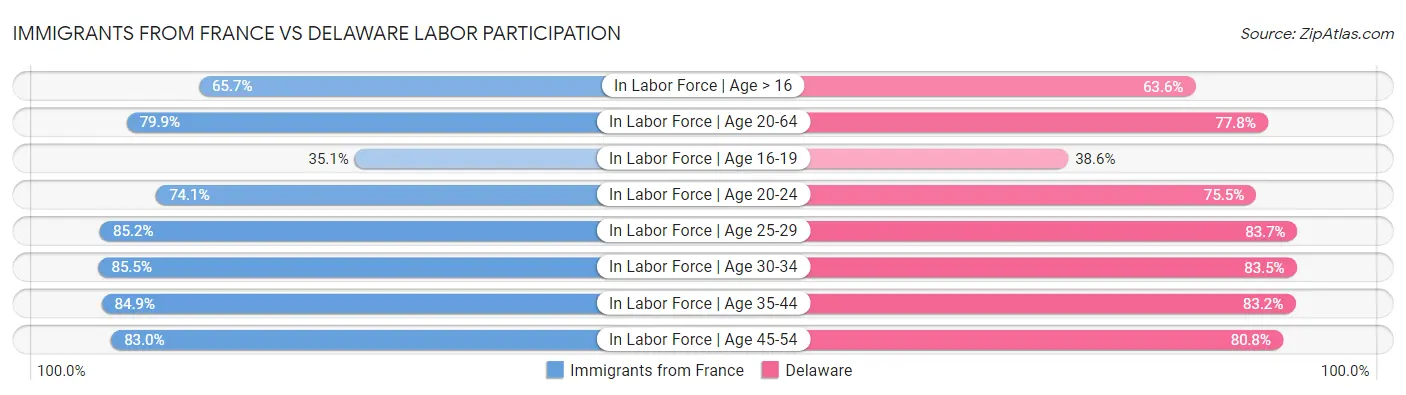 Immigrants from France vs Delaware Labor Participation
