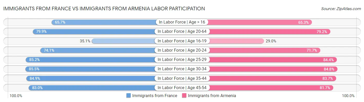 Immigrants from France vs Immigrants from Armenia Labor Participation