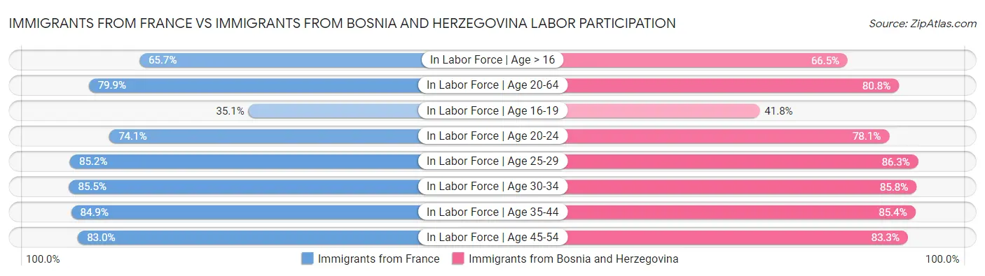 Immigrants from France vs Immigrants from Bosnia and Herzegovina Labor Participation
