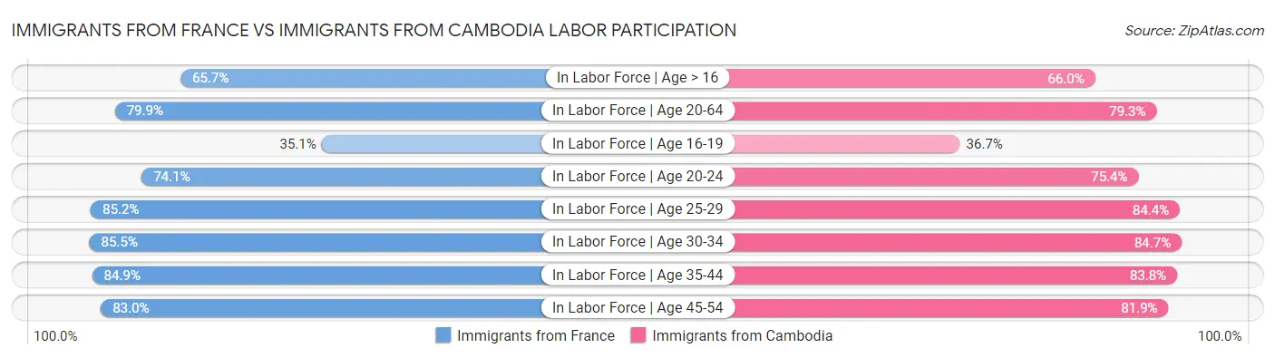 Immigrants from France vs Immigrants from Cambodia Labor Participation