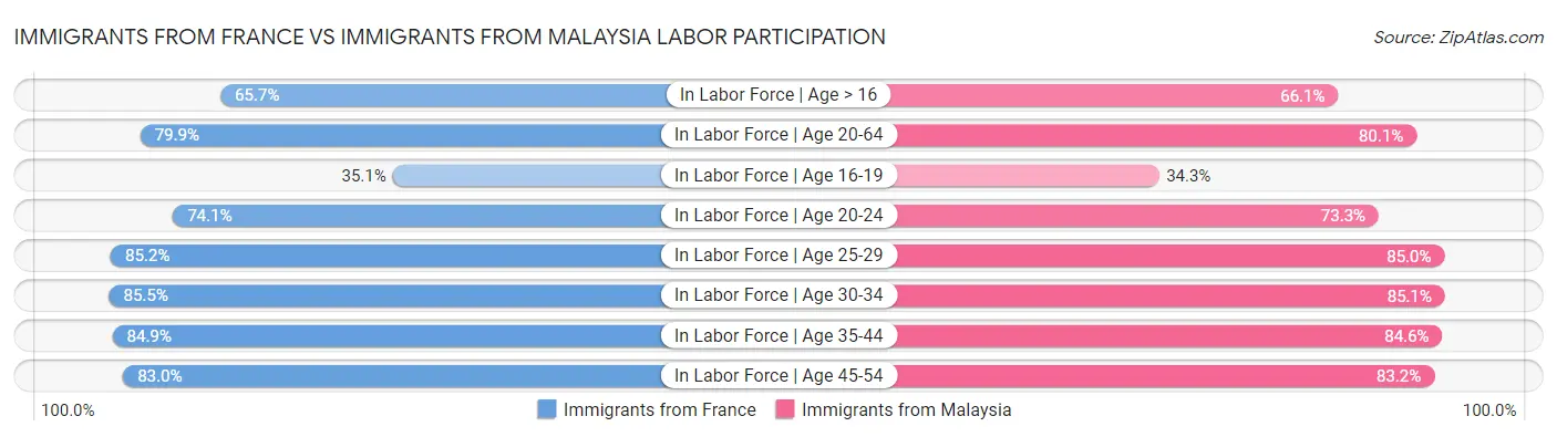 Immigrants from France vs Immigrants from Malaysia Labor Participation