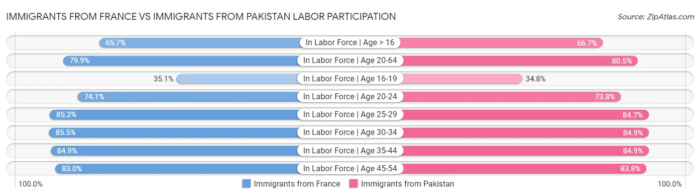 Immigrants from France vs Immigrants from Pakistan Labor Participation