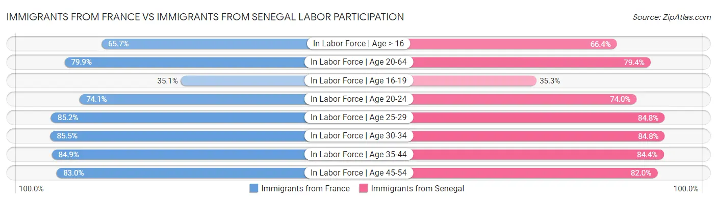 Immigrants from France vs Immigrants from Senegal Labor Participation