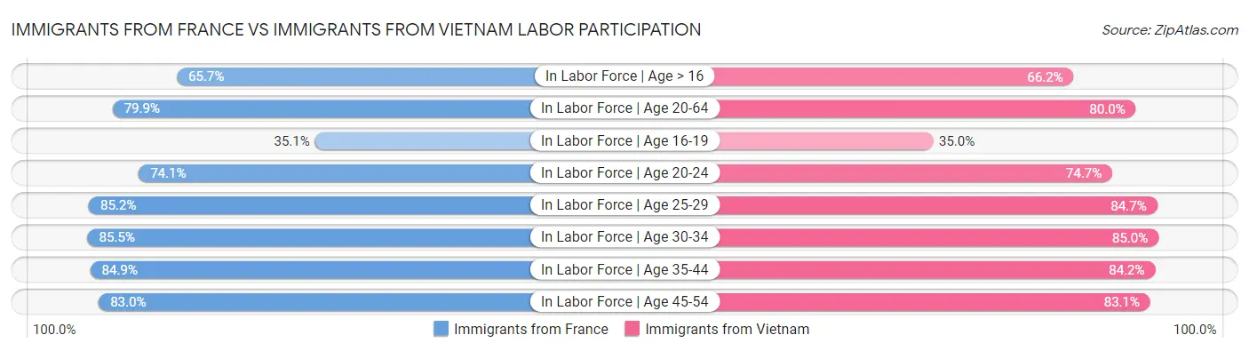 Immigrants from France vs Immigrants from Vietnam Labor Participation