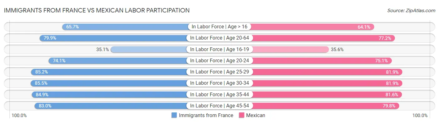 Immigrants from France vs Mexican Labor Participation