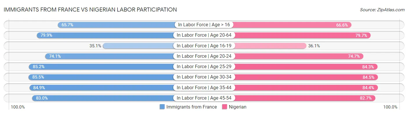 Immigrants from France vs Nigerian Labor Participation