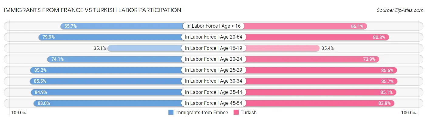 Immigrants from France vs Turkish Labor Participation