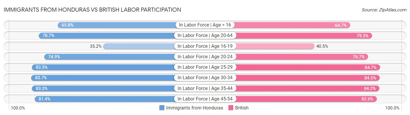 Immigrants from Honduras vs British Labor Participation