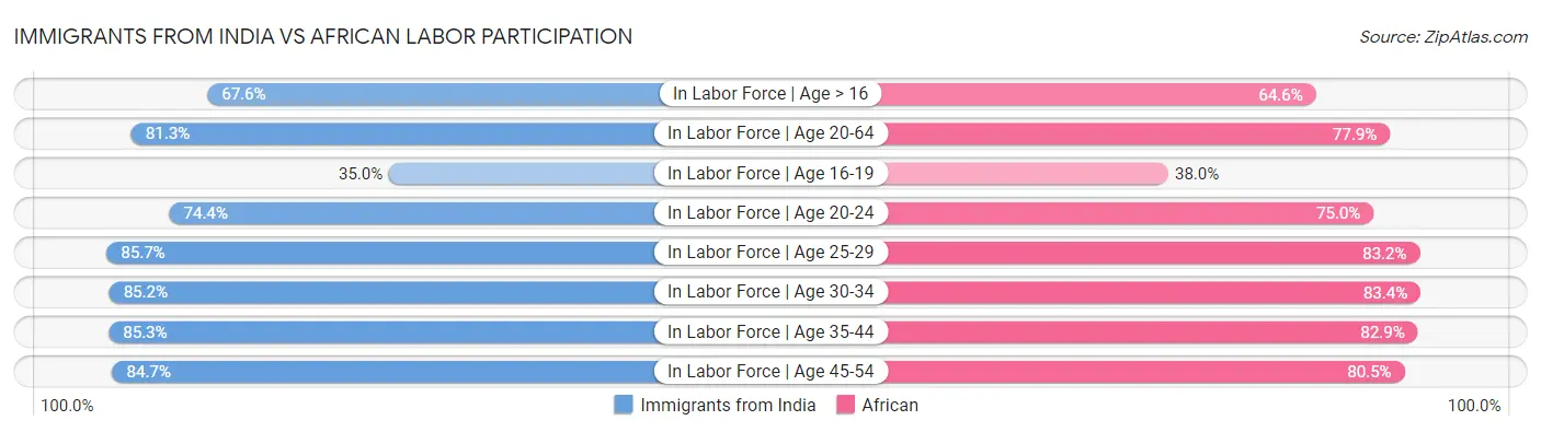 Immigrants from India vs African Labor Participation