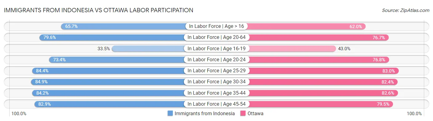 Immigrants from Indonesia vs Ottawa Labor Participation