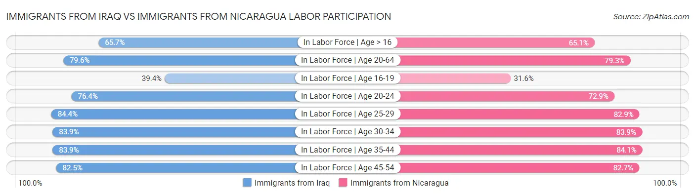Immigrants from Iraq vs Immigrants from Nicaragua Labor Participation