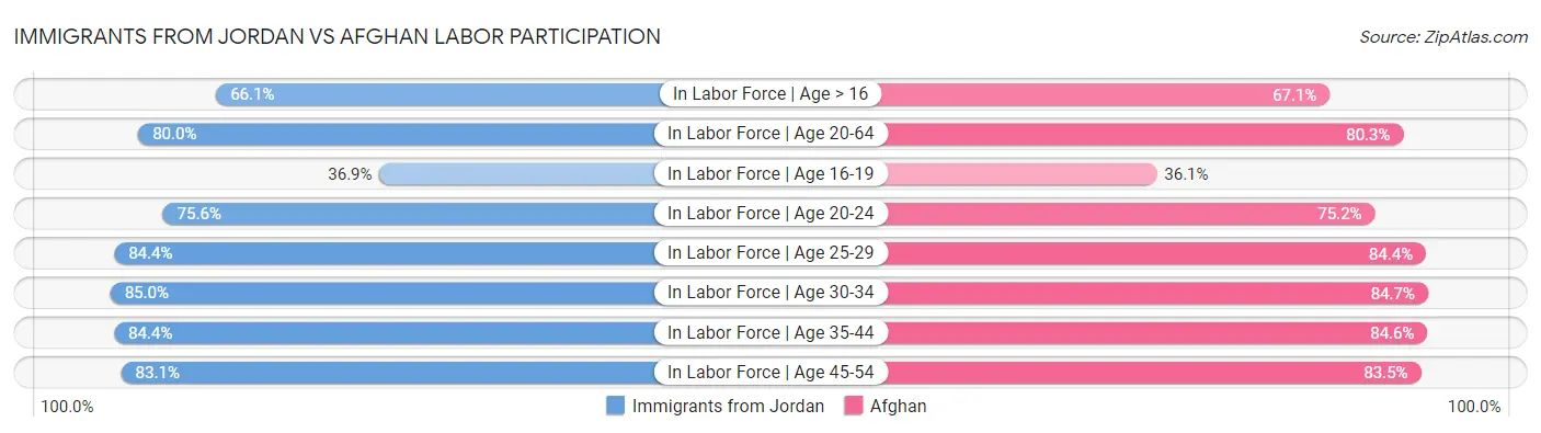 Immigrants from Jordan vs Afghan Labor Participation