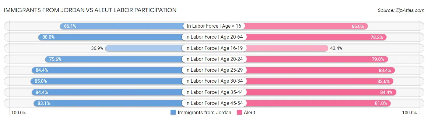 Immigrants from Jordan vs Aleut Labor Participation