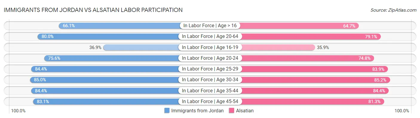 Immigrants from Jordan vs Alsatian Labor Participation