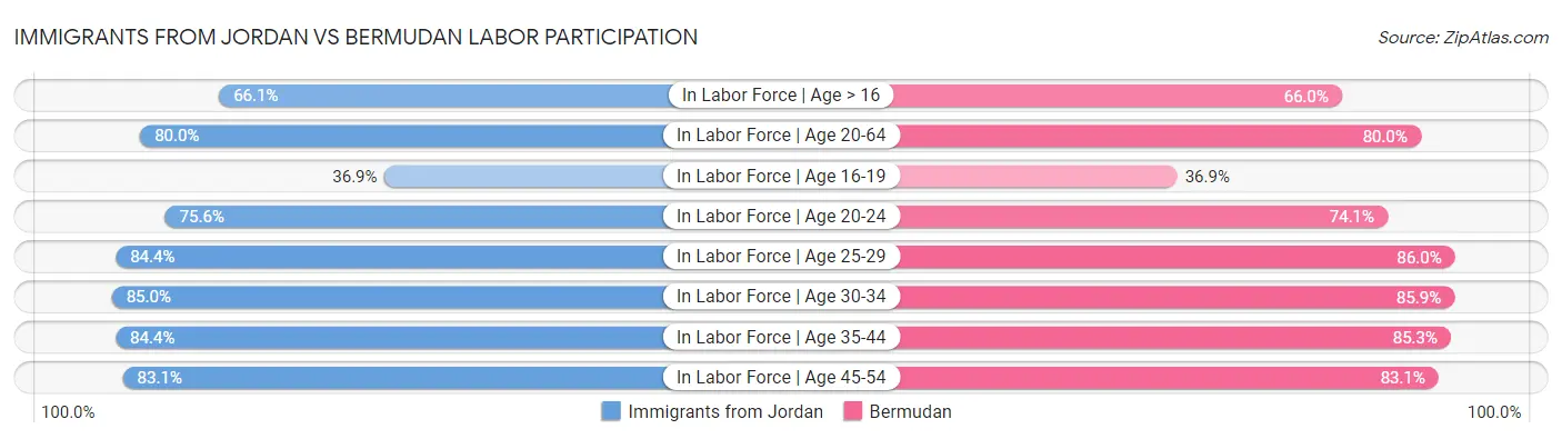 Immigrants from Jordan vs Bermudan Labor Participation