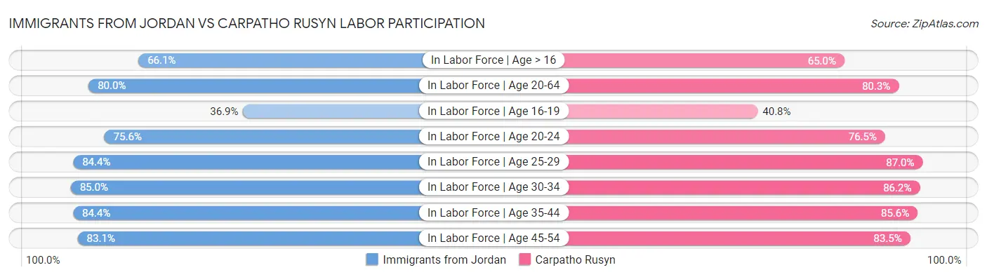 Immigrants from Jordan vs Carpatho Rusyn Labor Participation