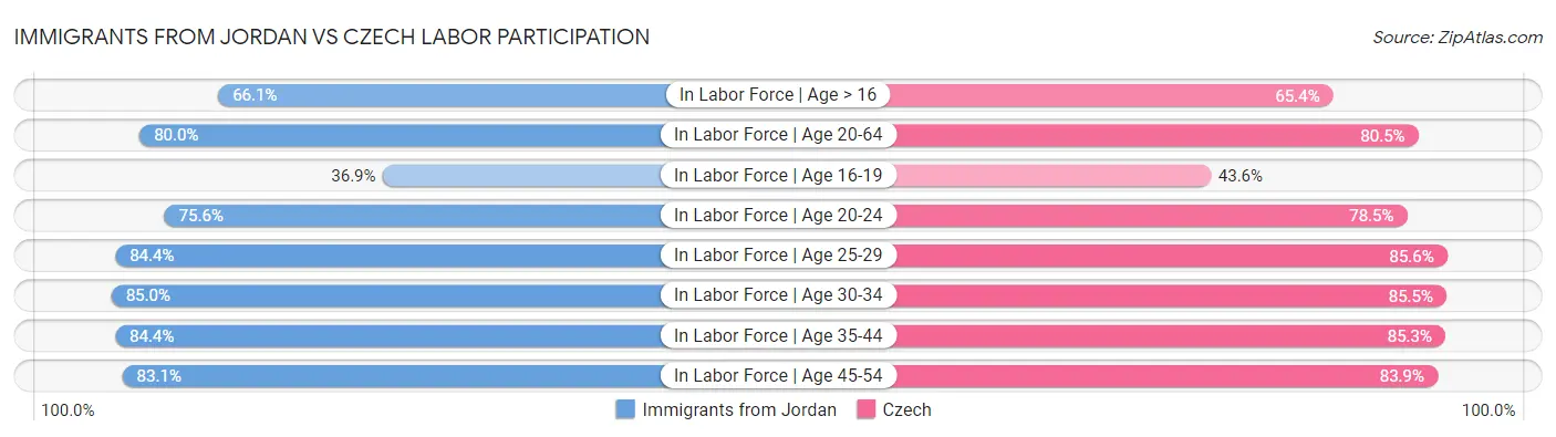 Immigrants from Jordan vs Czech Labor Participation