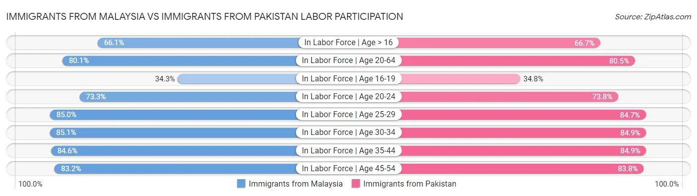 Immigrants from Malaysia vs Immigrants from Pakistan Labor Participation