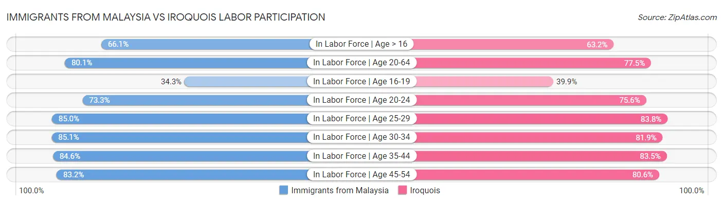 Immigrants from Malaysia vs Iroquois Labor Participation