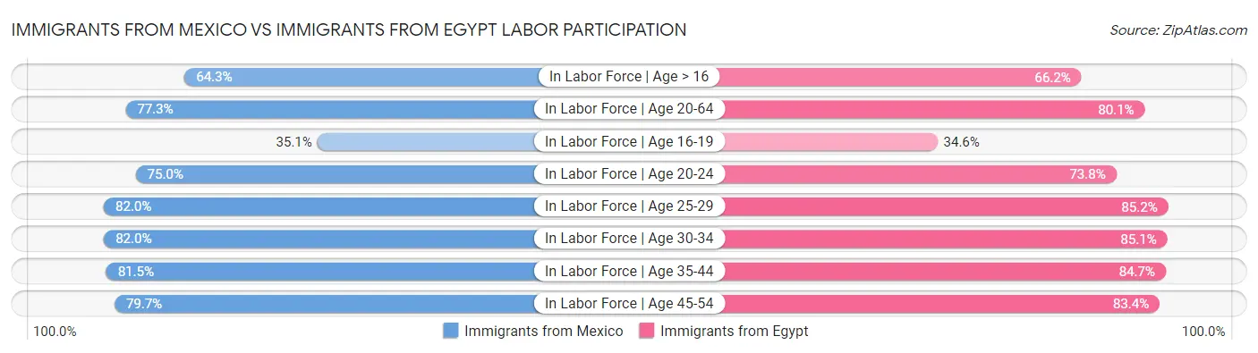 Immigrants from Mexico vs Immigrants from Egypt Labor Participation