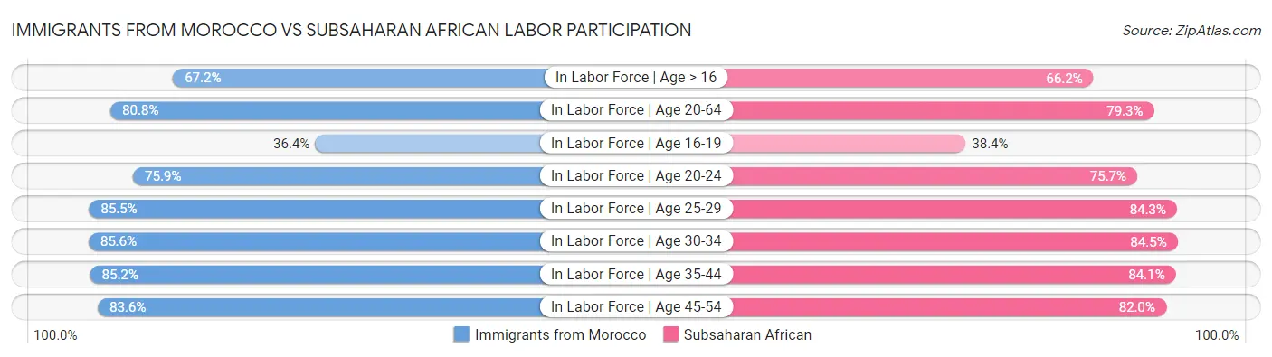 Immigrants from Morocco vs Subsaharan African Labor Participation