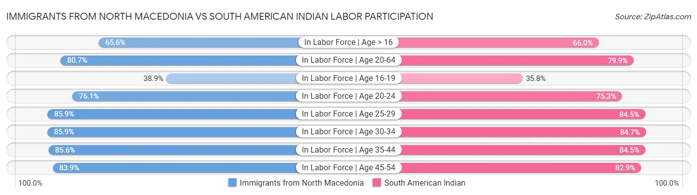 Immigrants from North Macedonia vs South American Indian Labor Participation