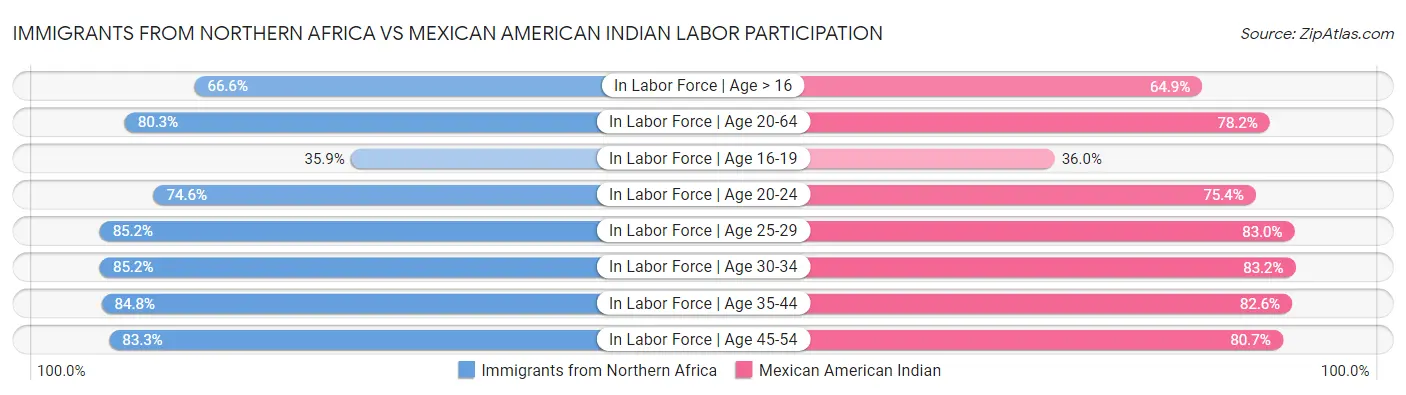 Immigrants from Northern Africa vs Mexican American Indian Labor Participation