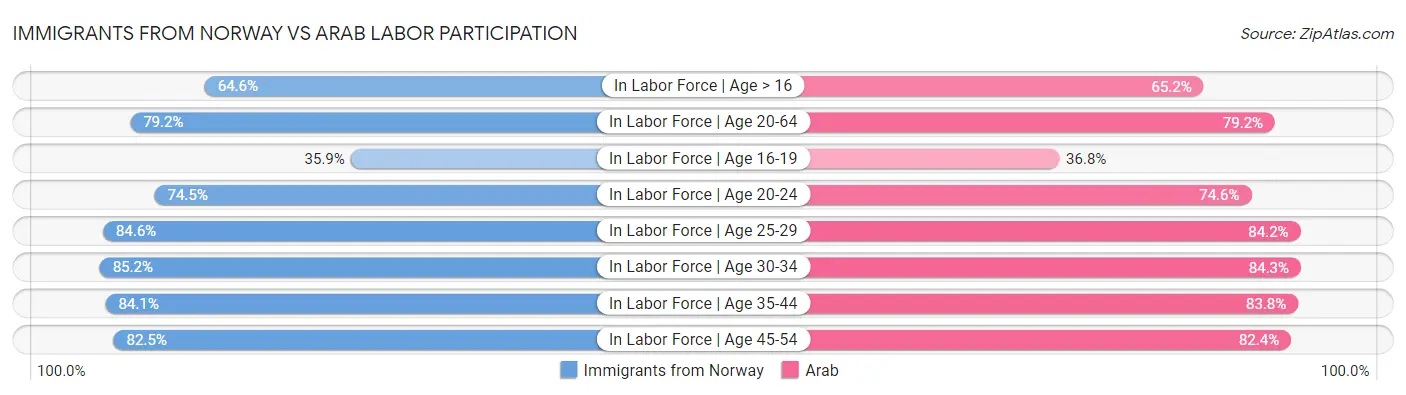 Immigrants from Norway vs Arab Labor Participation