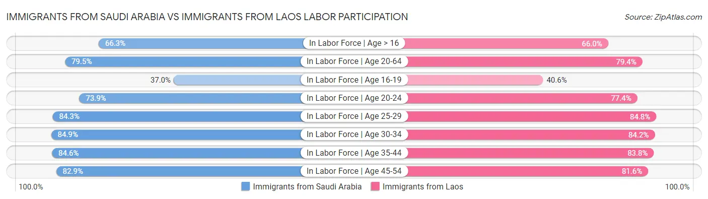 Immigrants from Saudi Arabia vs Immigrants from Laos Labor Participation