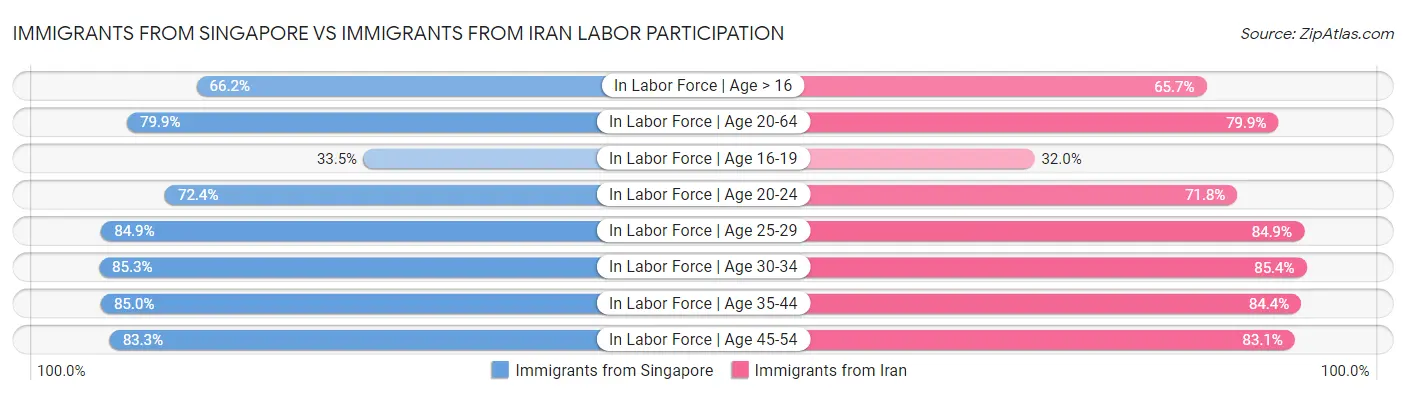 Immigrants from Singapore vs Immigrants from Iran Labor Participation