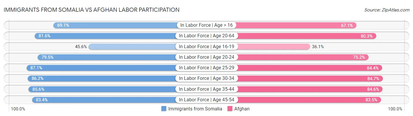Immigrants from Somalia vs Afghan Labor Participation