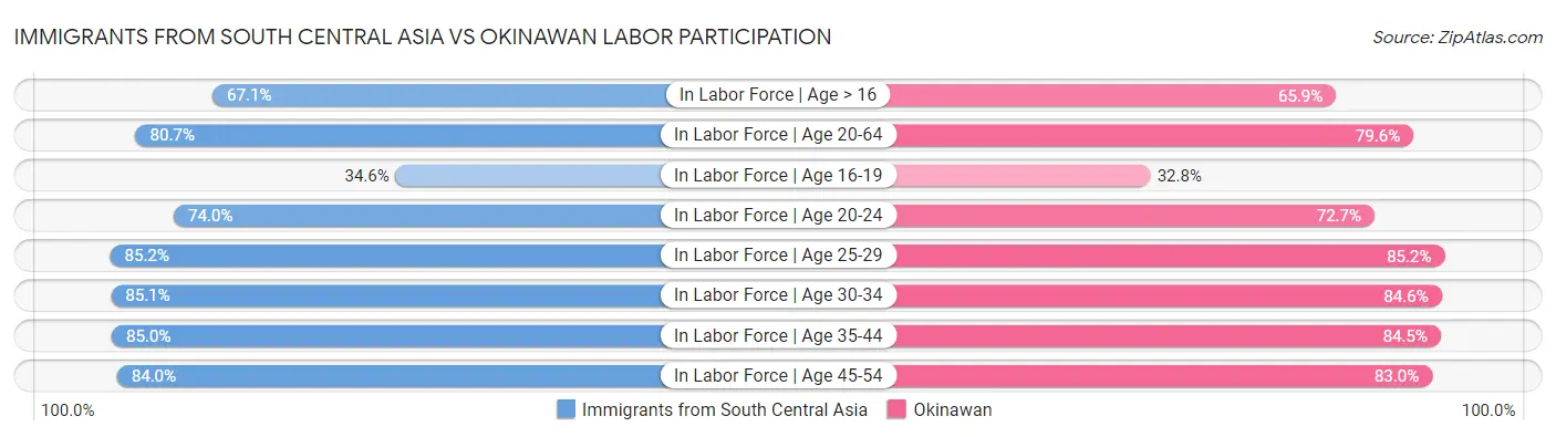Immigrants from South Central Asia vs Okinawan Labor Participation