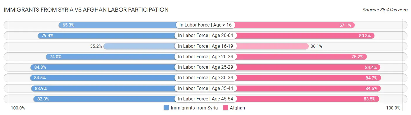 Immigrants from Syria vs Afghan Labor Participation