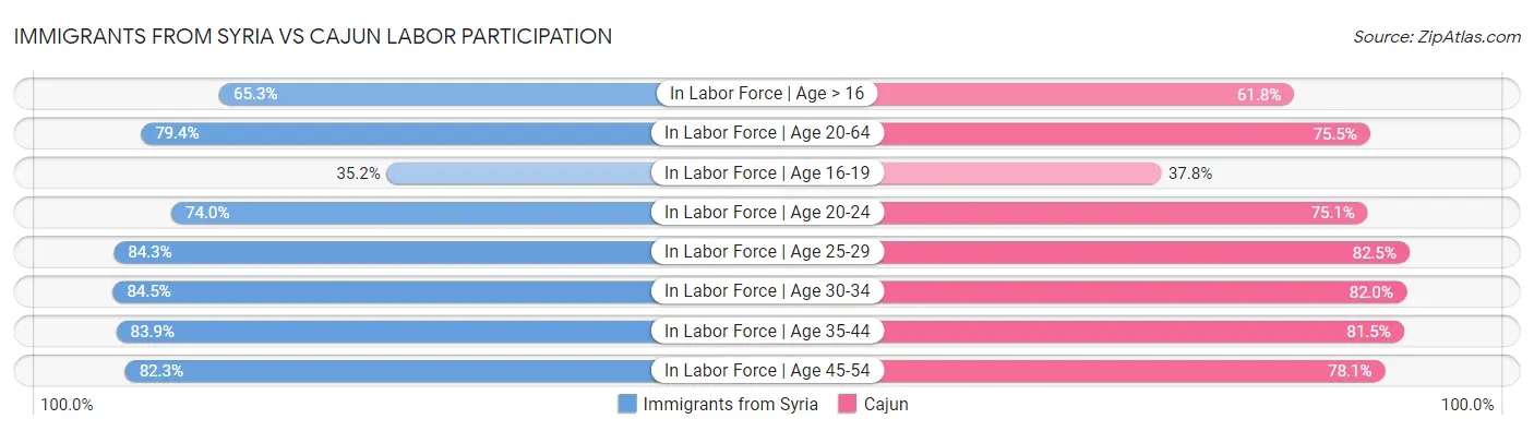 Immigrants from Syria vs Cajun Labor Participation