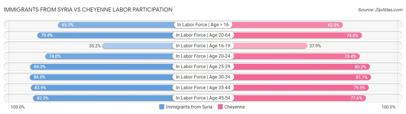 Immigrants from Syria vs Cheyenne Labor Participation