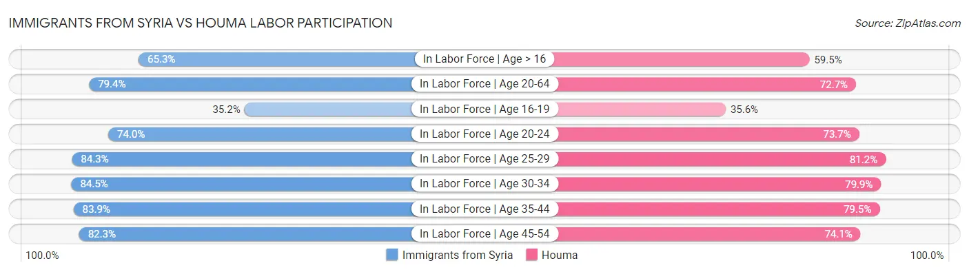 Immigrants from Syria vs Houma Labor Participation