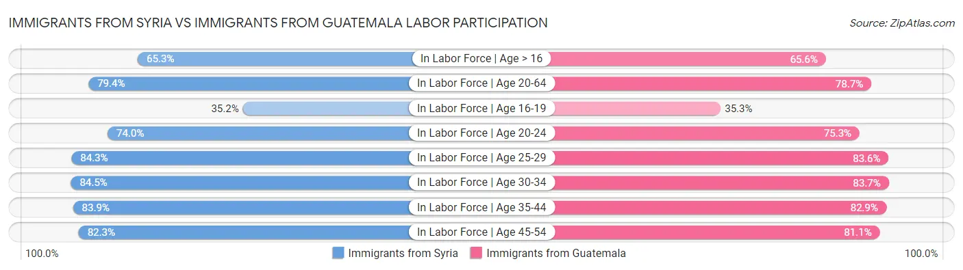Immigrants from Syria vs Immigrants from Guatemala Labor Participation