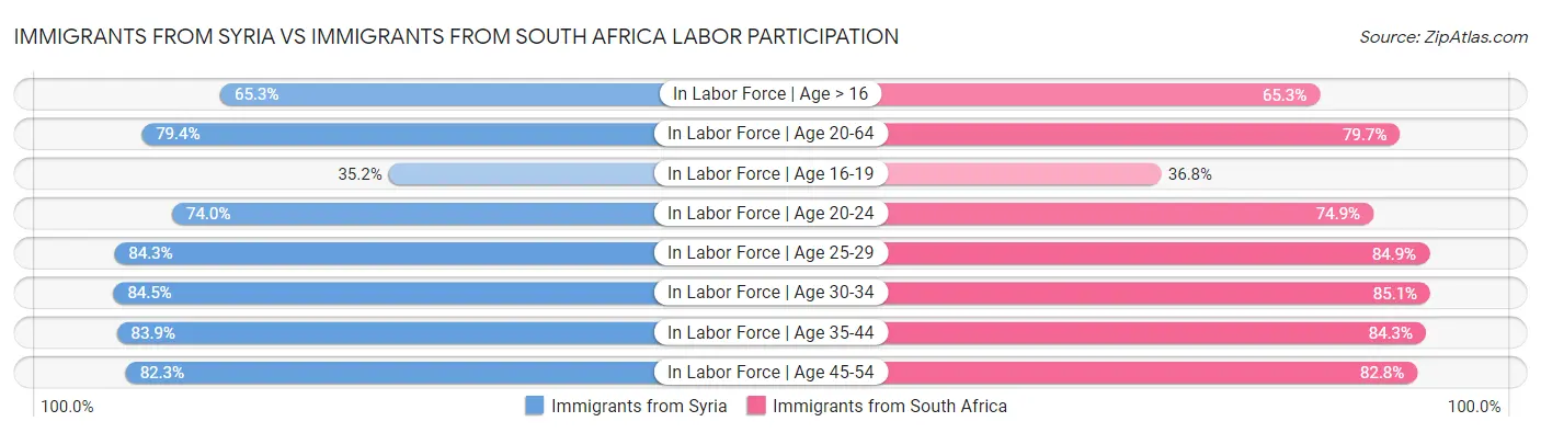 Immigrants from Syria vs Immigrants from South Africa Labor Participation