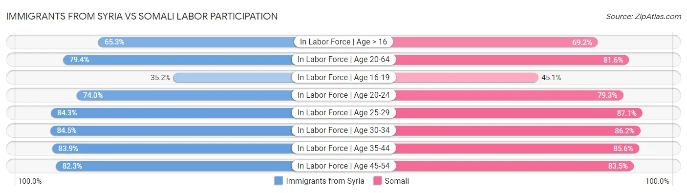 Immigrants from Syria vs Somali Labor Participation