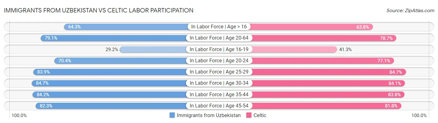 Immigrants from Uzbekistan vs Celtic Labor Participation