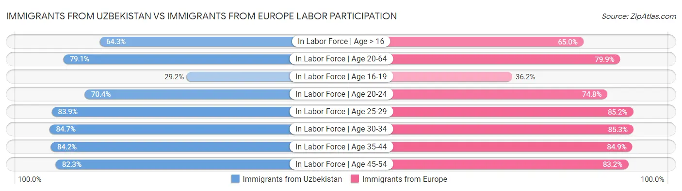 Immigrants from Uzbekistan vs Immigrants from Europe Labor Participation