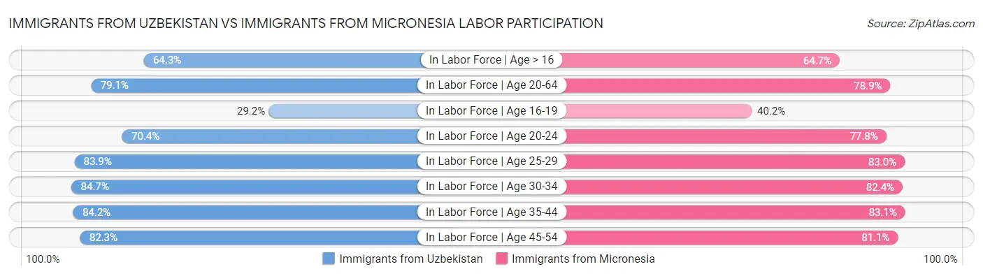Immigrants from Uzbekistan vs Immigrants from Micronesia Labor Participation