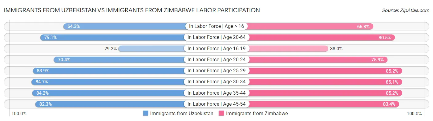Immigrants from Uzbekistan vs Immigrants from Zimbabwe Labor Participation